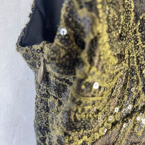 Free People Black/Olive Embellished Sequin Slip Dress Sz XS - Picture 9 of 10